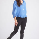 Solid Citizen Equestrian 'Lee' | Mandarin Collar Button Blouse | French Blue - Equiluxe Tack