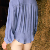 Solid Citizen Equestrian 'Lee' | Mandarin Collar Button Blouse | French Blue - Equiluxe Tack