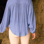 Solid Citizen Equestrian 'Lee' | Mandarin Collar Button Blouse | French Blue - Equiluxe Tack