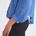Solid Citizen Equestrian 'Lee' | Mandarin Collar Button Blouse | French Blue - Equiluxe Tack