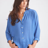 Solid Citizen Equestrian 'Lee' | Mandarin Collar Button Blouse | French Blue - Equiluxe Tack