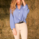 Solid Citizen Equestrian 'Lee' | Mandarin Collar Button Blouse | French Blue - Equiluxe Tack