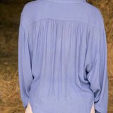 Solid Citizen Equestrian 'Lee' | Mandarin Collar Button Blouse | French Blue - Equiluxe Tack