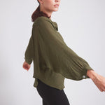 Solid Citizen Equestrian 'Lee' | Mandarin Collar Button Blouse | Moss Green - Equiluxe Tack