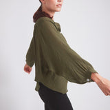 Solid Citizen Equestrian 'Lee' | Mandarin Collar Button Blouse | Moss Green - Equiluxe Tack