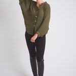Solid Citizen Equestrian 'Lee' | Mandarin Collar Button Blouse | Moss Green - Equiluxe Tack