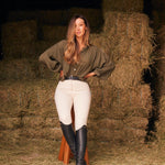 Solid Citizen Equestrian 'Lee' | Mandarin Collar Button Blouse | Moss Green - Equiluxe Tack