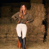 Solid Citizen Equestrian 'Lee' | Mandarin Collar Button Blouse | Moss Green - Equiluxe Tack