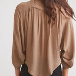 Solid Citizen Equestrian 'Lee' | Mandarin Collar Button Blouse | Toasted Almond - Equiluxe Tack