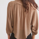 Solid Citizen Equestrian 'Lee' | Mandarin Collar Button Blouse | Toasted Almond - Equiluxe Tack