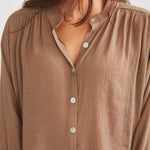 Solid Citizen Equestrian 'Lee' | Mandarin Collar Button Blouse | Toasted Almond - Equiluxe Tack