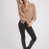 Solid Citizen Equestrian 'Lee' | Mandarin Collar Button Blouse | Toasted Almond - Equiluxe Tack