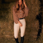 Solid Citizen Equestrian 'Lee' | Mandarin Collar Button Blouse | Toasted Almond - Equiluxe Tack