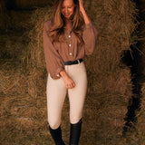 Solid Citizen Equestrian 'Lee' | Mandarin Collar Button Blouse | Toasted Almond - Equiluxe Tack