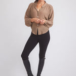 Solid Citizen Equestrian 'Lee' | Mandarin Collar Button Blouse | Toasted Almond - Equiluxe Tack