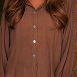 Solid Citizen Equestrian 'Lee' | Mandarin Collar Button Blouse | Toasted Almond - Equiluxe Tack