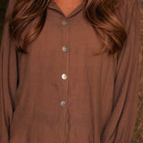 Solid Citizen Equestrian 'Lee' | Mandarin Collar Button Blouse | Toasted Almond - Equiluxe Tack