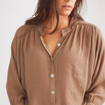Solid Citizen Equestrian 'Lee' | Mandarin Collar Button Blouse | Toasted Almond - Equiluxe Tack