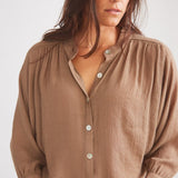 Solid Citizen Equestrian 'Lee' | Mandarin Collar Button Blouse | Toasted Almond - Equiluxe Tack