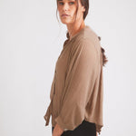 Solid Citizen Equestrian 'Lee' | Mandarin Collar Button Blouse | Toasted Almond - Equiluxe Tack