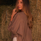 Solid Citizen Equestrian 'Lee' | Mandarin Collar Button Blouse | Toasted Almond - Equiluxe Tack