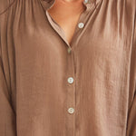 Solid Citizen Equestrian 'Lee' | Mandarin Collar Button Blouse | Toasted Almond - Equiluxe Tack