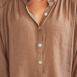 Solid Citizen Equestrian 'Lee' | Mandarin Collar Button Blouse | Toasted Almond - Equiluxe Tack