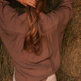 Solid Citizen Equestrian 'Lee' | Mandarin Collar Button Blouse | Toasted Almond - Equiluxe Tack