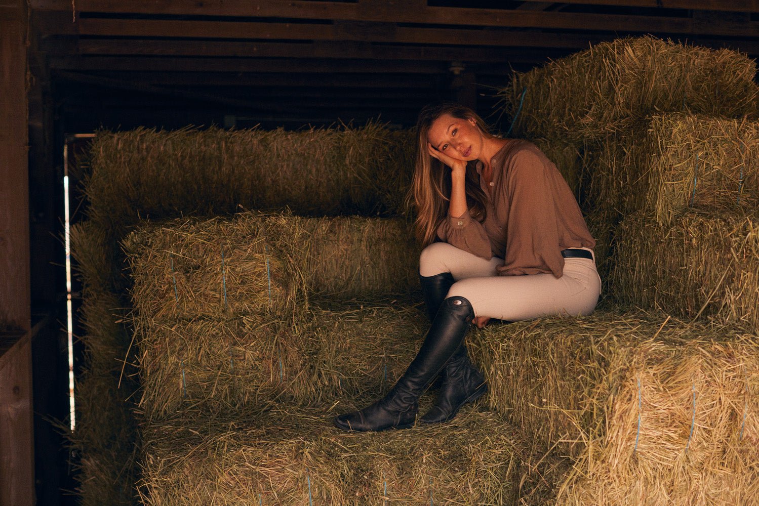 Solid Citizen Equestrian 'Lee' | Mandarin Collar Button Blouse | Toasted Almond - Equiluxe Tack