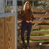 Solid Citizen Equestrian 'Mel Mock Neck' | Feather Air | Long Sleeve Schooling Top | Chocolate - Equiluxe Tack