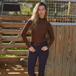 Solid Citizen Equestrian 'Mel Mock Neck' | Feather Air | Long Sleeve Schooling Top | Chocolate - Equiluxe Tack