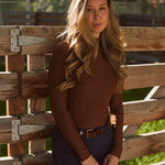 Solid Citizen Equestrian 'Mel Mock Neck' | Feather Air | Long Sleeve Schooling Top | Chocolate - Equiluxe Tack