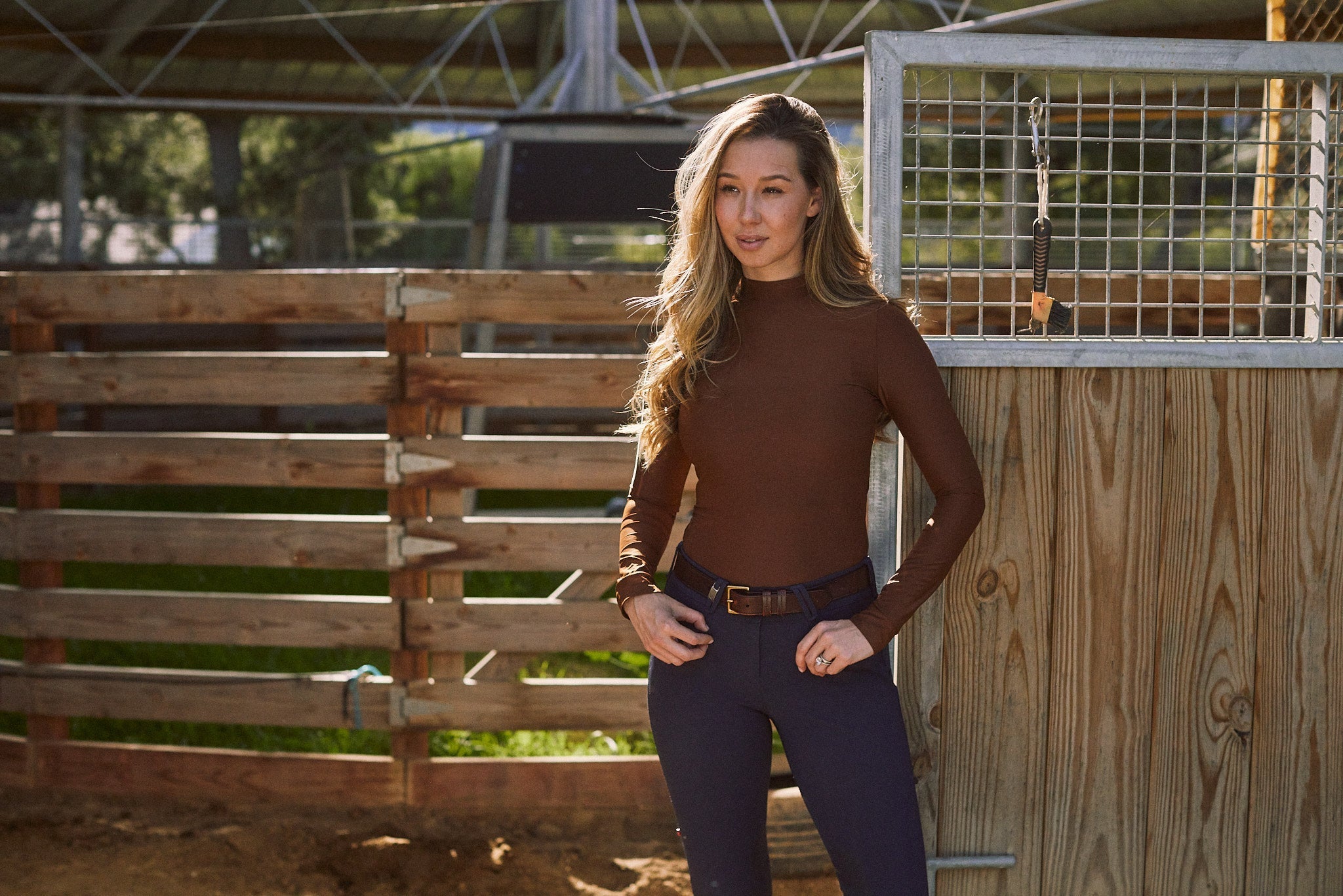 Solid Citizen Equestrian 'Mel Mock Neck' | Feather Air | Long Sleeve Schooling Top | Chocolate - Equiluxe Tack