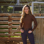 Solid Citizen Equestrian 'Mel Mock Neck' | Feather Air | Long Sleeve Schooling Top | Chocolate - Equiluxe Tack