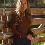Solid Citizen Equestrian 'Mel Mock Neck' | Feather Air | Long Sleeve Schooling Top | Chocolate - Equiluxe Tack