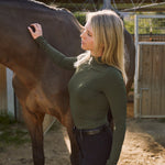 Solid Citizen Equestrian 'Mel Mock Neck' | Feather Air | Long Sleeve Schooling Top | Olive - Equiluxe Tack