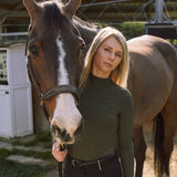 Solid Citizen Equestrian 'Mel Mock Neck' | Feather Air | Long Sleeve Schooling Top | Olive - Equiluxe Tack