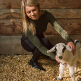 Solid Citizen Equestrian 'Mel Mock Neck' | Feather Air | Long Sleeve Schooling Top | Olive - Equiluxe Tack