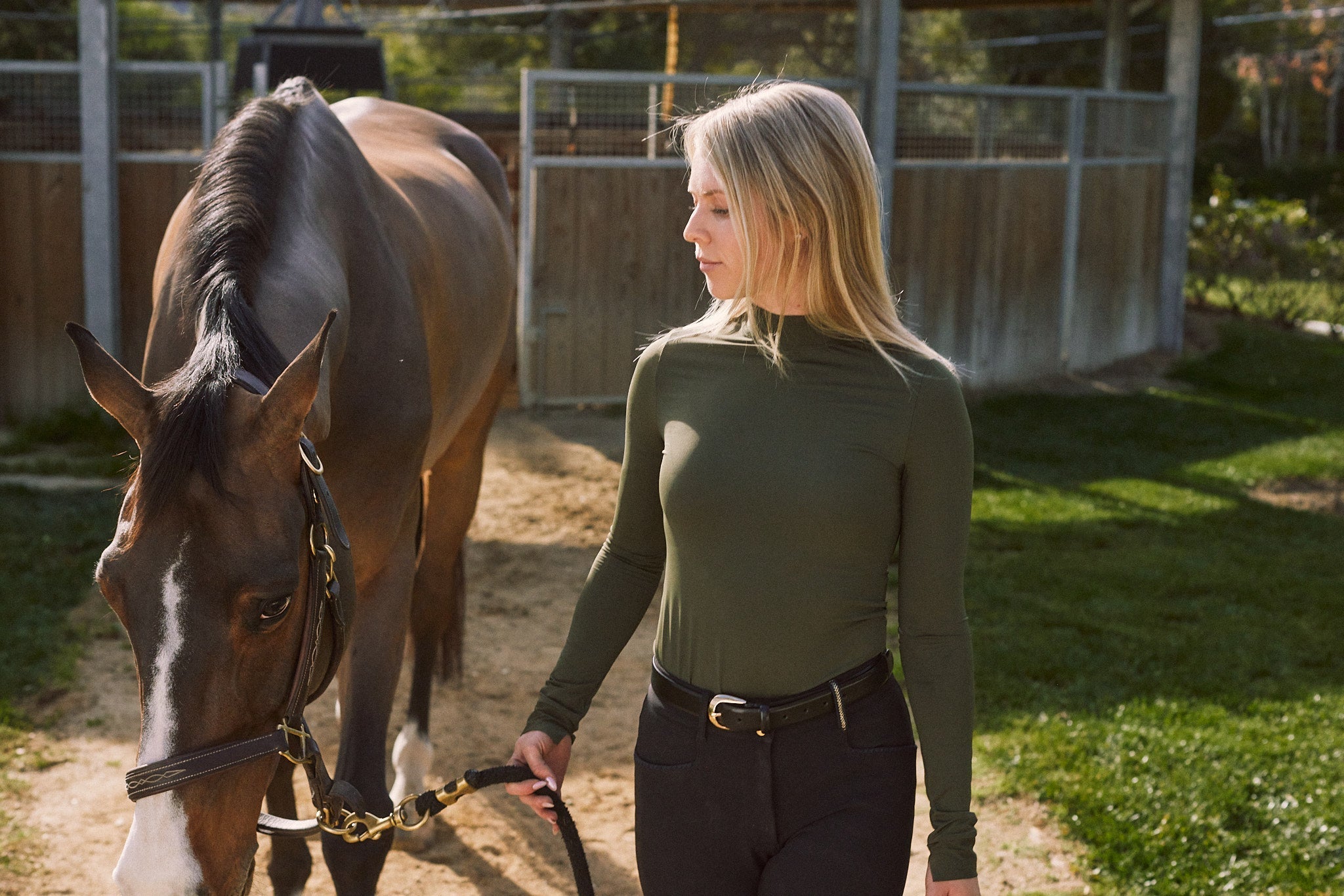 Solid Citizen Equestrian 'Mel Mock Neck' | Feather Air | Long Sleeve Schooling Top | Olive - Equiluxe Tack