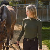 Solid Citizen Equestrian 'Mel Mock Neck' | Feather Air | Long Sleeve Schooling Top | Olive - Equiluxe Tack