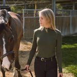 Solid Citizen Equestrian 'Mel Mock Neck' | Feather Air | Long Sleeve Schooling Top | Olive - Equiluxe Tack