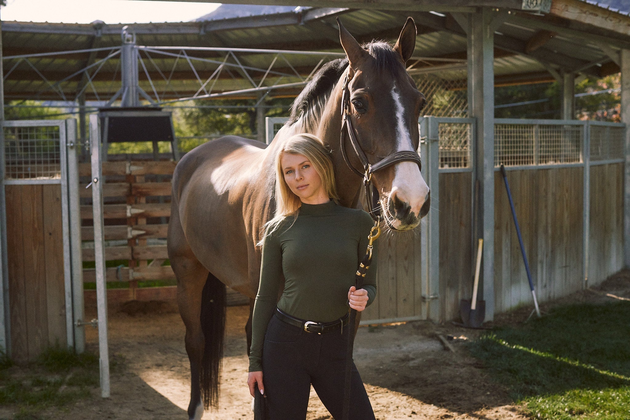 Solid Citizen Equestrian 'Mel Mock Neck' | Feather Air | Long Sleeve Schooling Top | Olive - Equiluxe Tack