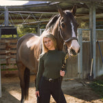 Solid Citizen Equestrian 'Mel Mock Neck' | Feather Air | Long Sleeve Schooling Top | Olive - Equiluxe Tack