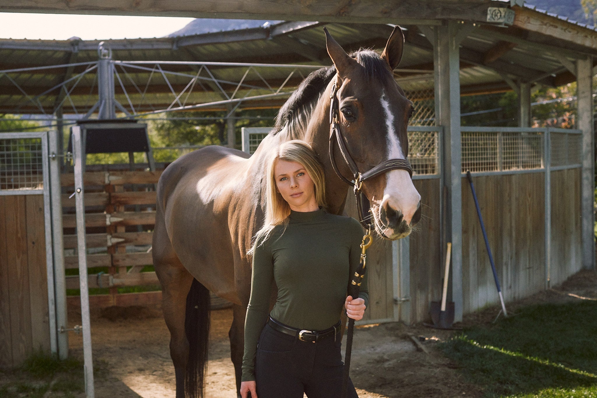 Solid Citizen Equestrian 'Mel Mock Neck' | Feather Air | Long Sleeve Schooling Top | Olive - Equiluxe Tack