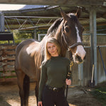 Solid Citizen Equestrian 'Mel Mock Neck' | Feather Air | Long Sleeve Schooling Top | Olive - Equiluxe Tack