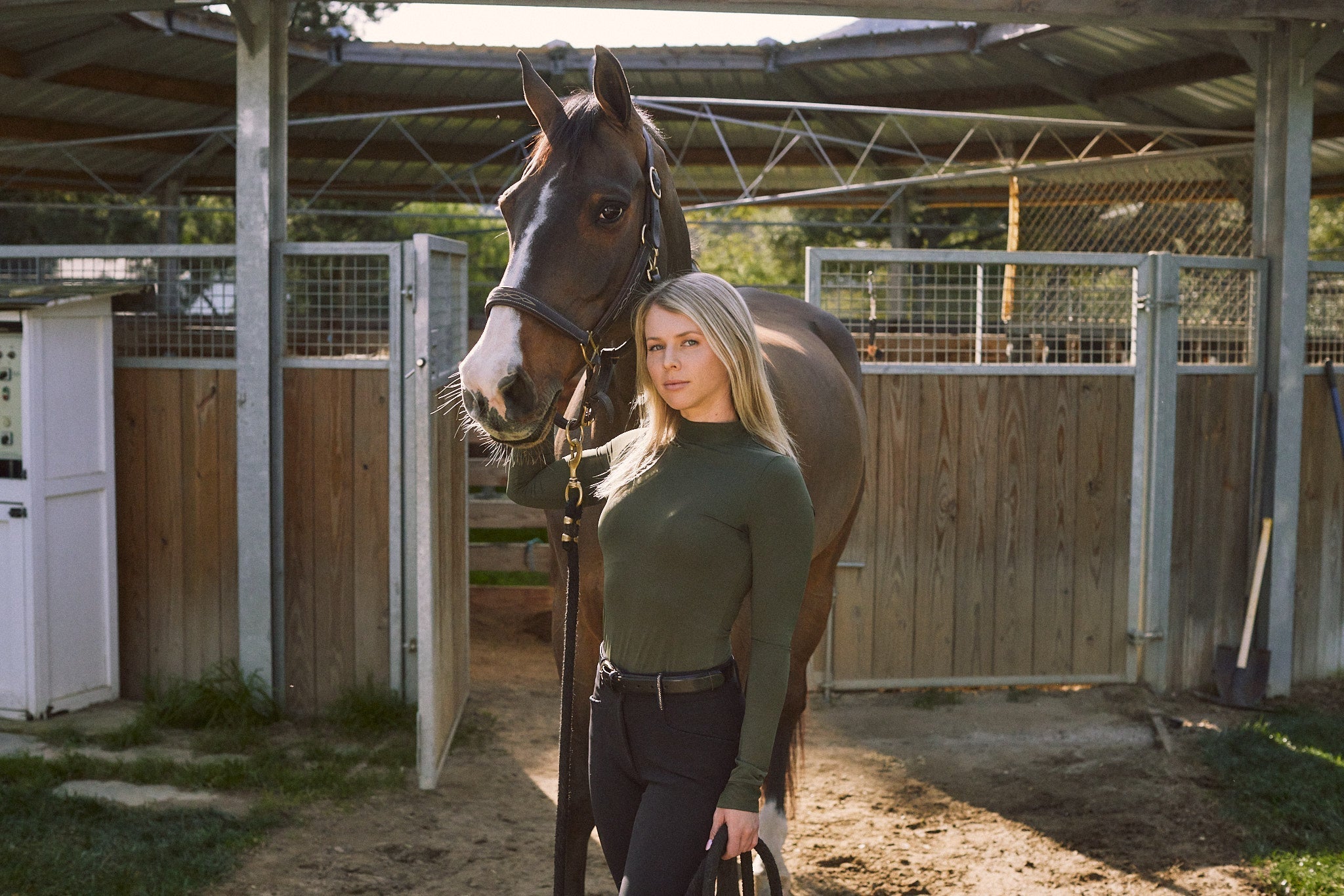Solid Citizen Equestrian 'Mel Mock Neck' | Feather Air | Long Sleeve Schooling Top | Olive - Equiluxe Tack