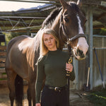 Solid Citizen Equestrian 'Mel Mock Neck' | Feather Air | Long Sleeve Schooling Top | Olive - Equiluxe Tack