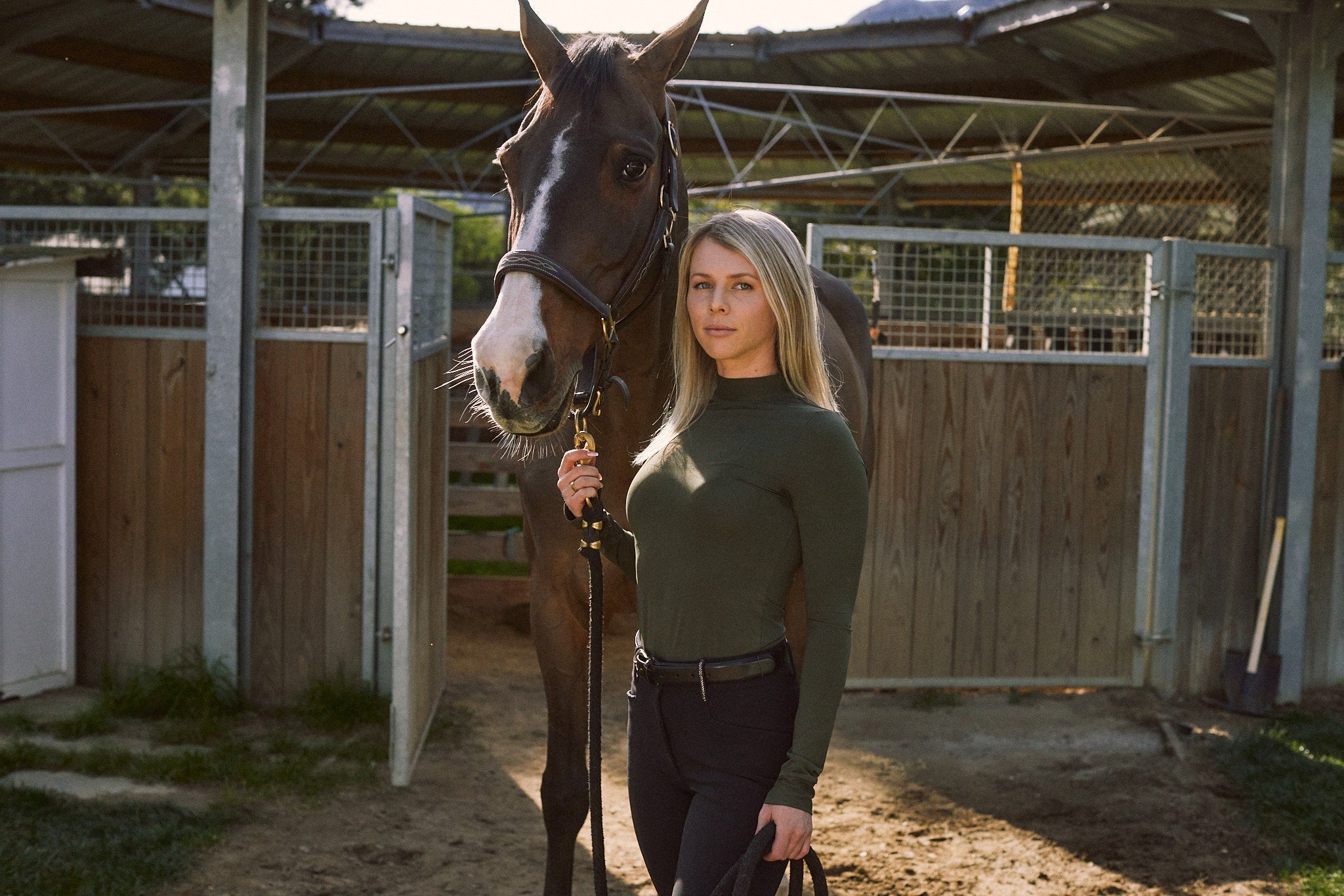 Solid Citizen Equestrian 'Mel Mock Neck' | Feather Air | Long Sleeve Schooling Top | Olive - Equiluxe Tack