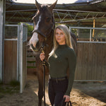 Solid Citizen Equestrian 'Mel Mock Neck' | Feather Air | Long Sleeve Schooling Top | Olive - Equiluxe Tack