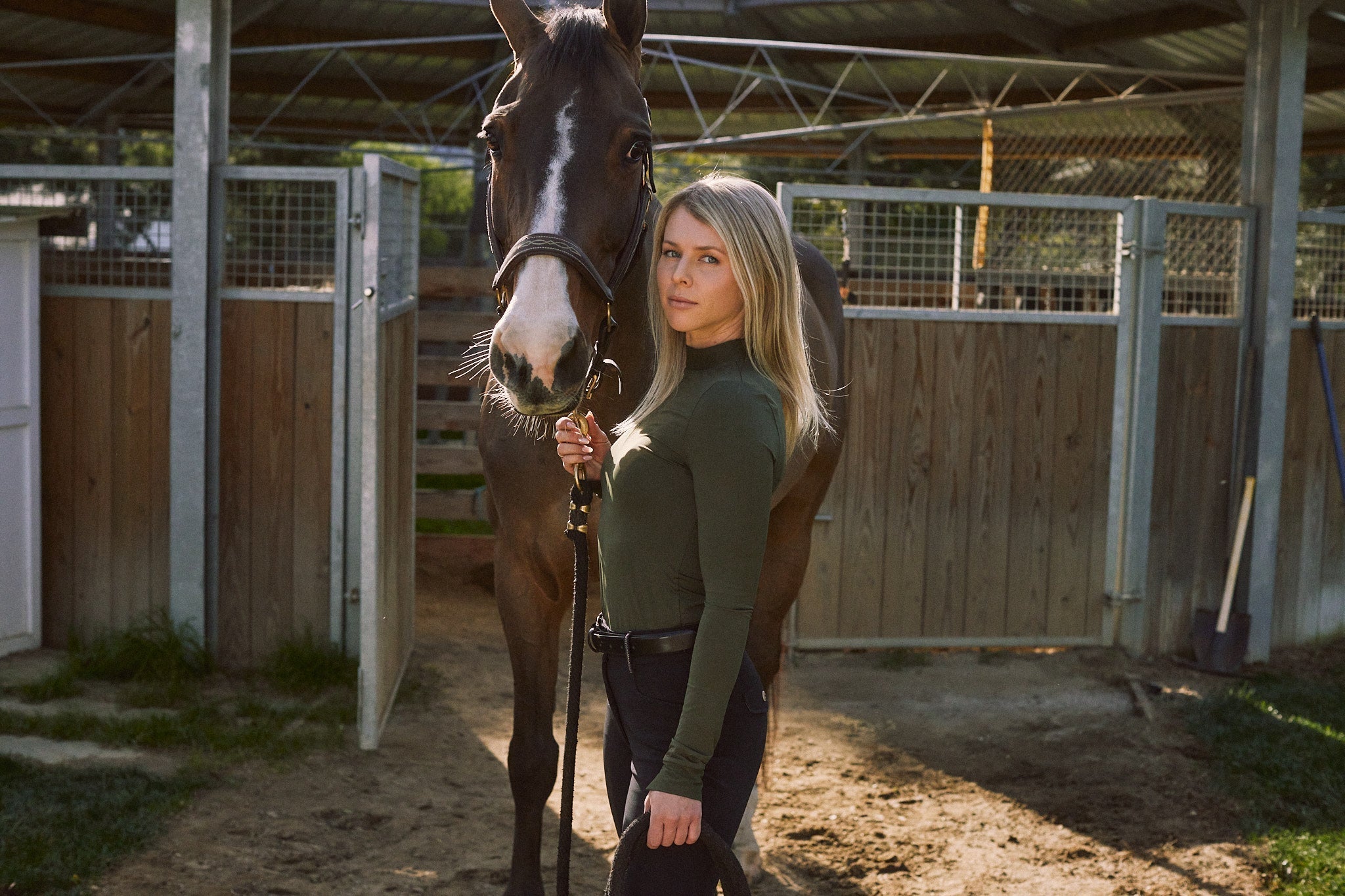 Solid Citizen Equestrian 'Mel Mock Neck' | Feather Air | Long Sleeve Schooling Top | Olive - Equiluxe Tack